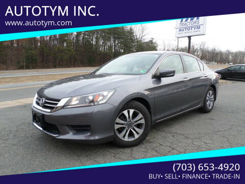 2015 Honda Accord for sale at AUTOTYM INC. in Fredericksburg VA