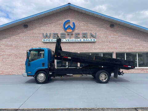2014 Isuzu NPR Flatbed Dump Truck for sale at Western Specialty Vehicle Sales in Braidwood IL