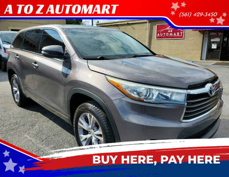 2015 Toyota Highlander for sale at A TO Z  AUTOMART in West Palm Beach FL