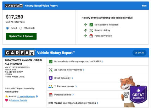 2016 Toyota Avalon Hybrid XLE Premium