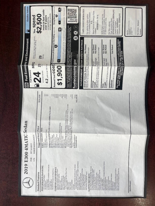 2019 Mercedes-Benz E-Class E 300 4MATIC