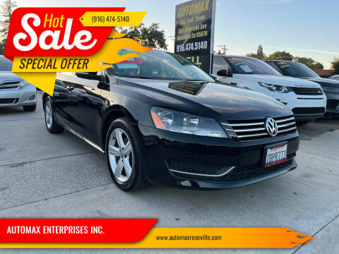 2013 Volkswagen Passat for sale at AUTOMAX ENTERPRISES INC. in Roseville CA