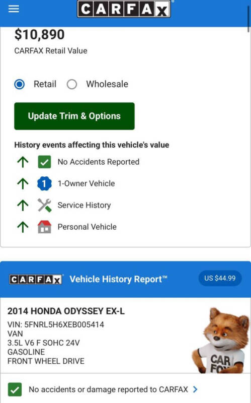 2014 Honda Odyssey EX-L w/DVD