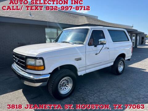 1996 Ford Bronco for sale at Auto Selection Inc. in Houston TX