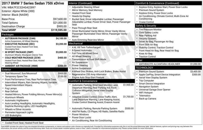 2017 BMW 7 Series 750i xDrive