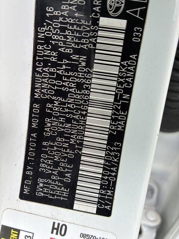 2016 Toyota Corolla S