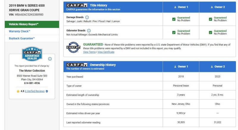 2019 BMW 6 Series 650i xDrive Gran Coupe