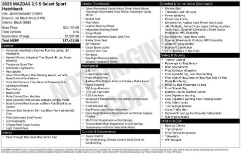2025 Mazda Mazda3 Hatchback 2.5 S Select Sport
