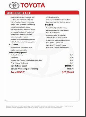 2020 Toyota Corolla LE