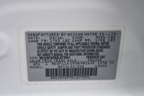 2016 Nissan Versa 1.6 S Plus