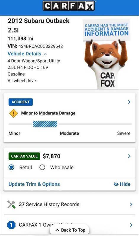 2012 Subaru Outback 2.5i