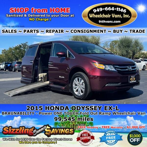 2015 Honda Odyssey for sale at Wheelchair Vans Inc - New and Used in Laguna Hills CA