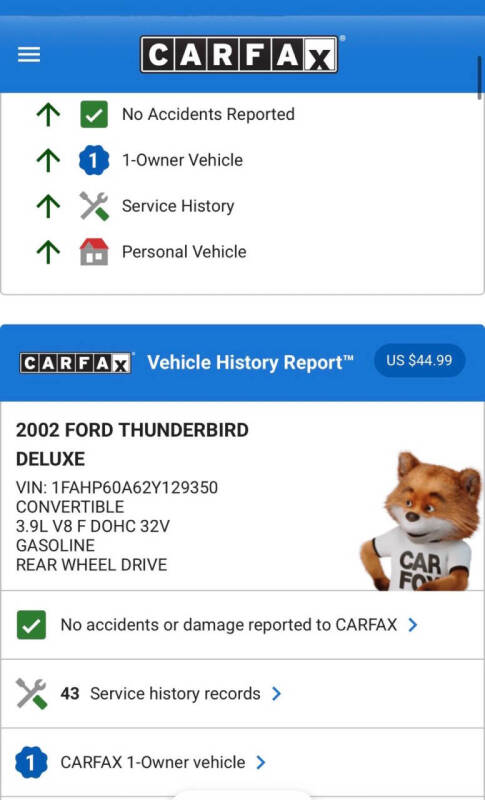 2002 Ford Thunderbird Deluxe