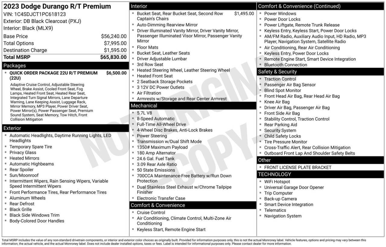 Black 2023 Dodge Durango R/T Premium AWD R/T Premium 4dr SUV 39