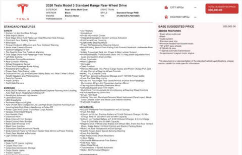 2020 Tesla Model 3 Standard Range