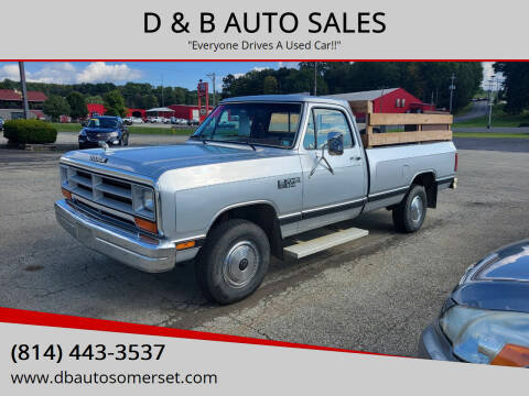 1987 Dodge RAM 100 for sale at D & B AUTO SALES in Somerset PA