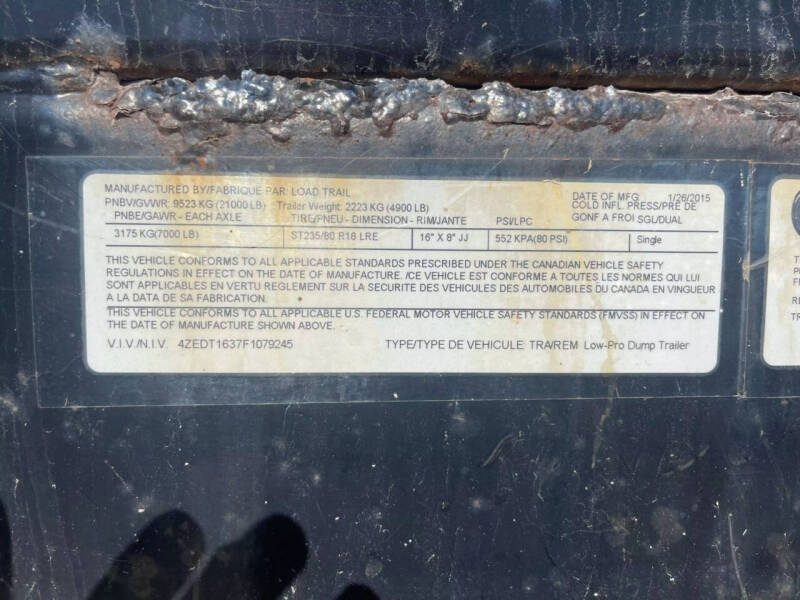 2015 Load Trail DUMP TRAILER