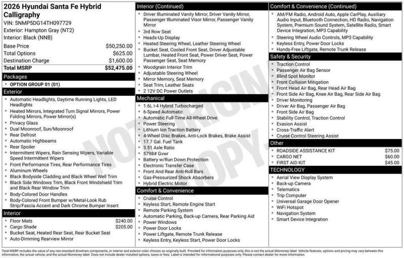 2026 Hyundai Santa Fe Hybrid Calligraphy
