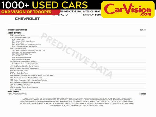 Used 2017 Chevrolet Cruze LT with VIN 1G1BE5SM0H7232214 for sale in Conshohocken, PA