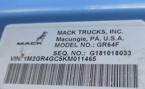 2019 Mack Granite 84FR