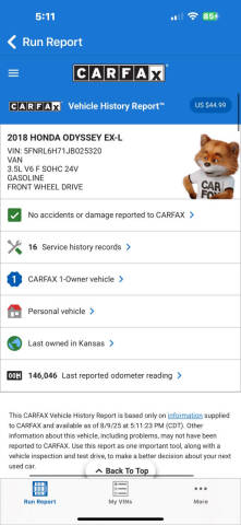 2018 Honda Odyssey EX-L w/Navi w/RES