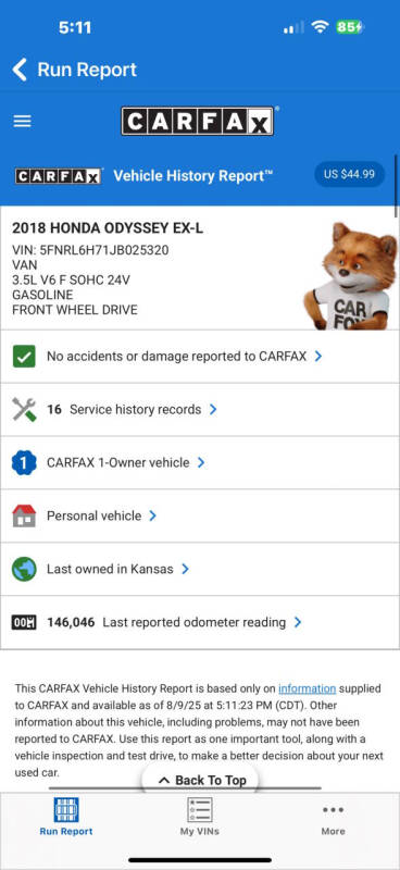 2018 Honda Odyssey EX-L w/Navi w/RES