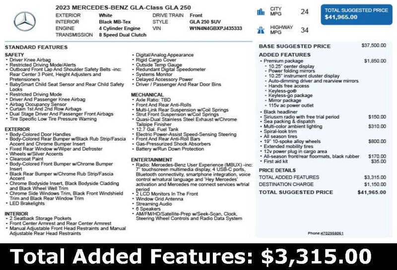 2023 Mercedes-Benz GLA GLA 250