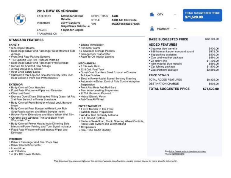 2016 BMW X5 xDrive40e
