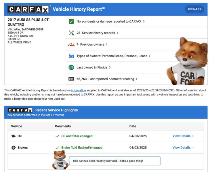 2017 Audi S8 plus 4.0T quattro