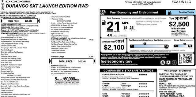 2023 Dodge Durango SXT Launch Edition