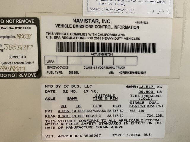 2018 IC Bus CE Series