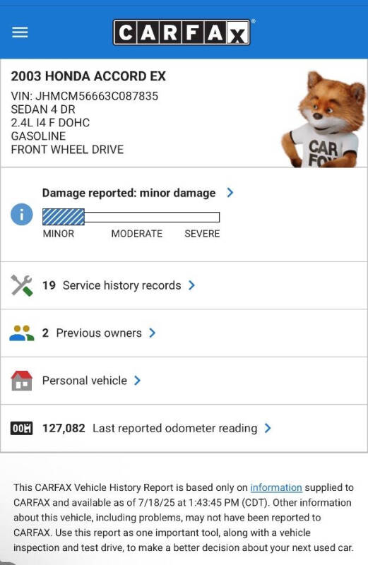 2003 Honda Accord EX w/Leather