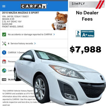 2010 Mazda MAZDA3 for sale at Simply Auto Sales in Palm Beach Gardens FL