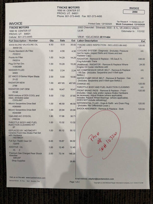 2002 Chevrolet Silverado 3500 LS