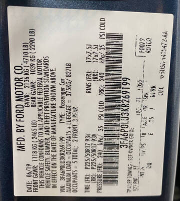 2019 Ford Fusion Hybrid SE