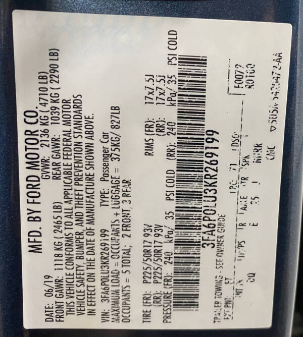 2019 Ford Fusion Hybrid SE