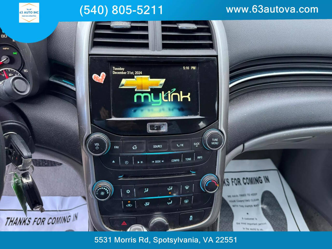 2014 Chevrolet Malibu for sale at 63 Auto Inc in Spotsylvania, VA