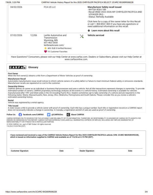 2025 Chrysler Pacifica Select
