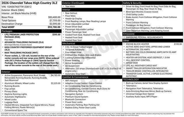 2026 Chevrolet Tahoe High Country