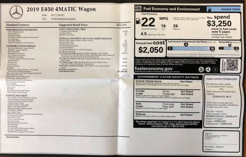 2019 Mercedes-Benz E-Class E 450 4MATIC