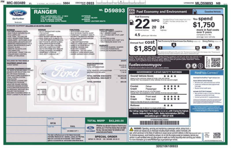 2021 Ford Ranger Lariat