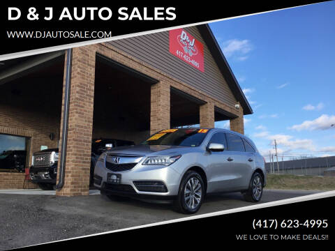 2015 Acura MDX for sale at D & J AUTO SALES in Joplin MO