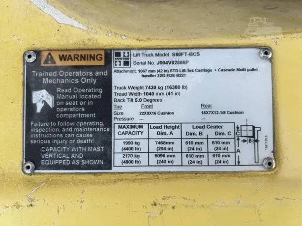 2016 HYSTER S80FTBCS