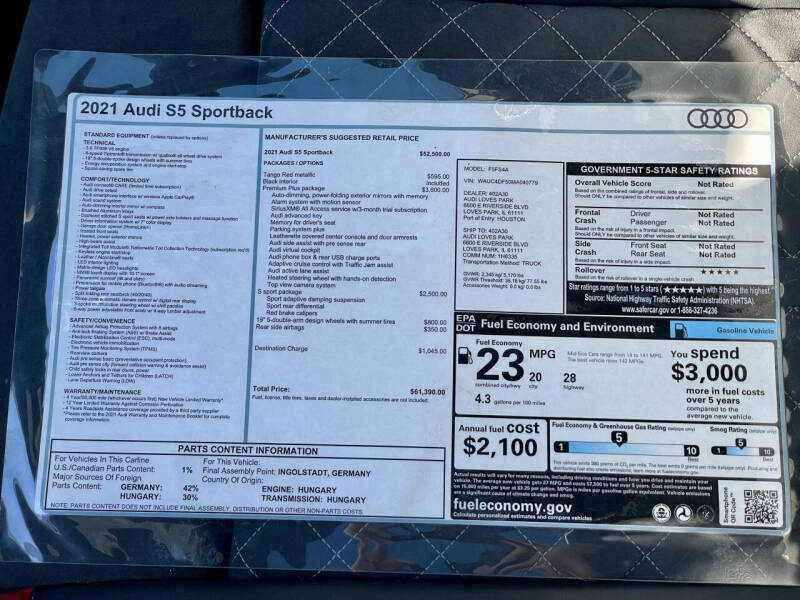 2021 Audi S5 Sportback 3.0T quattro Premium Plus