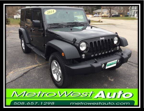 2014 Jeep Wrangler Unlimited for sale at Metro West Auto in Bellingham MA