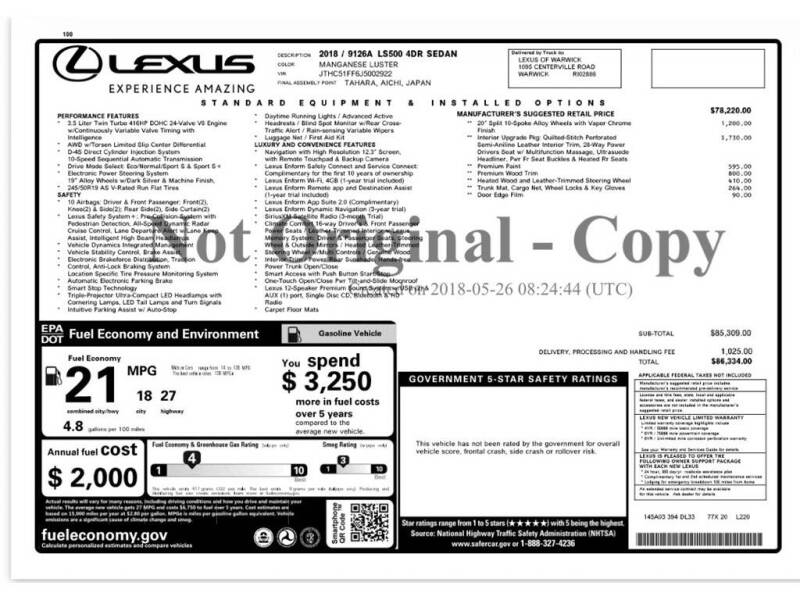 2018 Lexus LS 500