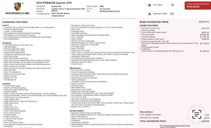 2016 Porsche Cayman GT4