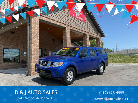 2012 Nissan Frontier for sale at D & J AUTO SALES in Joplin MO