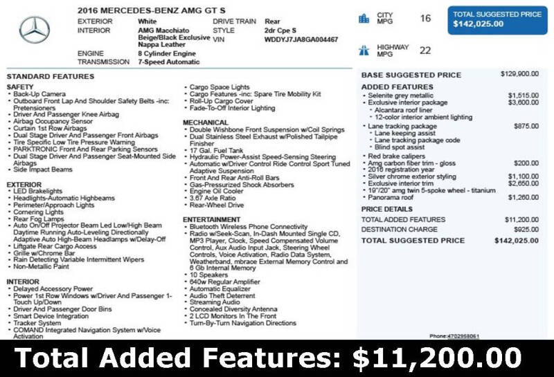 2016 Mercedes-Benz AMG GT S