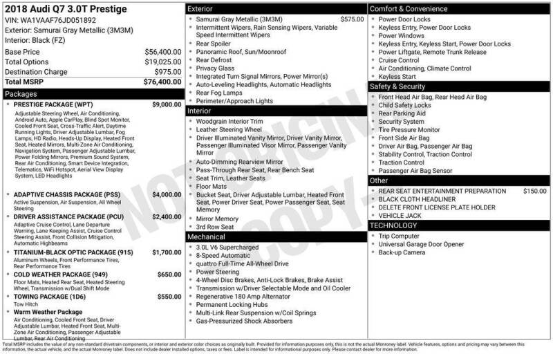 2018 Audi Q7 3.0T quattro Prestige